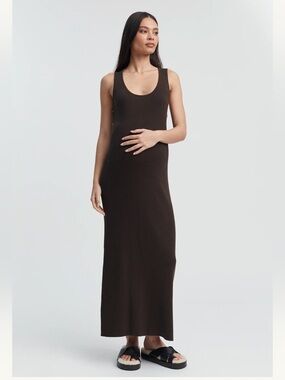 NEW Legoe Heritage Resort Dress Chocolate Brown Sz Small Sleeveless Nursing NWT